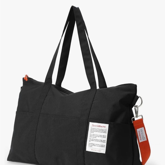Scandia Home Duffel Bag Black and Orange with Minimalist Design - Picture 6 of 11